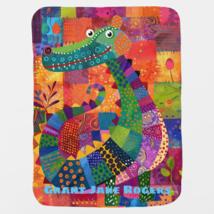 Alligator Baby Colorful Quilt Textile Art Style Blanket