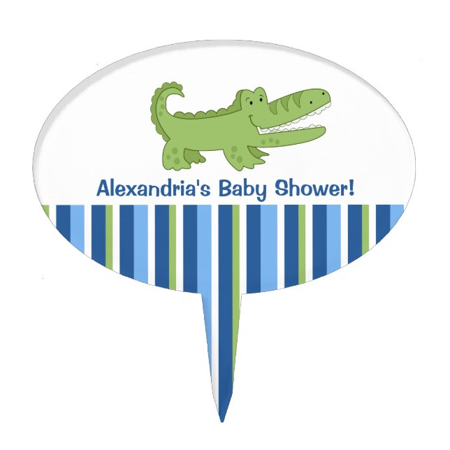 Alligator Baby Shower Cake Topper Pick (Front)