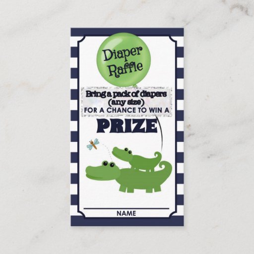 Customizable Alligator Baby Shower DIAPER RAFFLE TICKETS Blue Business Card Templates