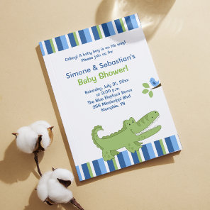 Alligator Baby Shower Invitation Blue/Green 4x6