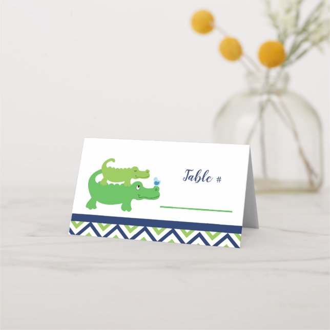 Alligator Baby Shower or Birthday Place Cards (Front)