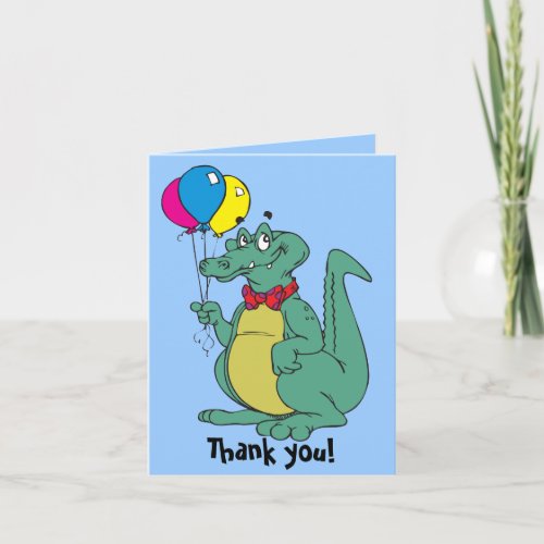 Alligator Balloon Birthday Thank You Card
