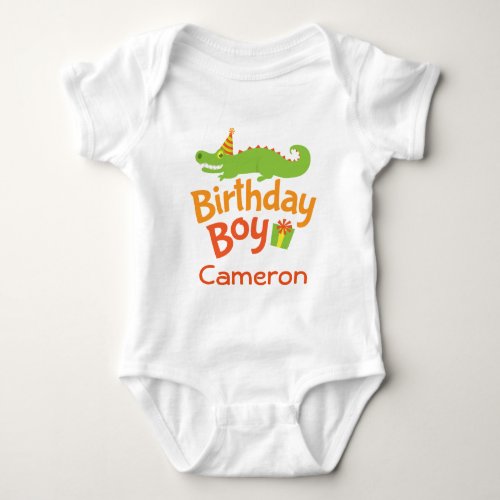 Alligator Birthday Boy Personalized Party T_shirt Baby Bodysuit