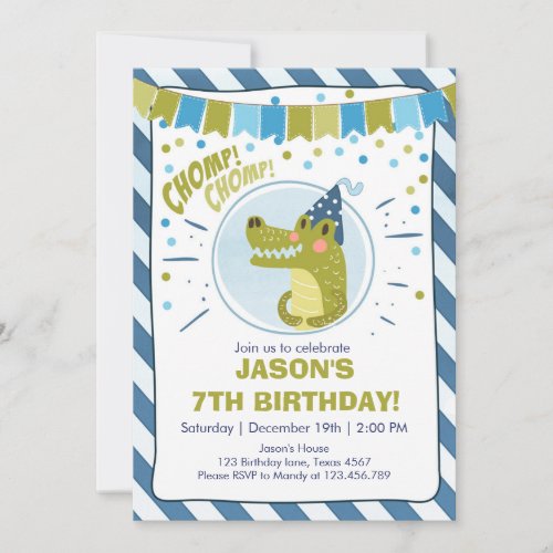 Alligator birthday invitation Alligator party Boy