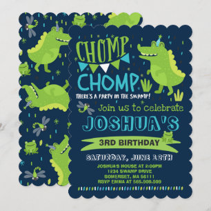 Alligator Birthday Invitation Crocodile Party