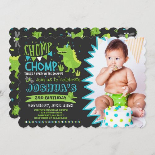 Alligator Birthday Invitation Crocodile Party