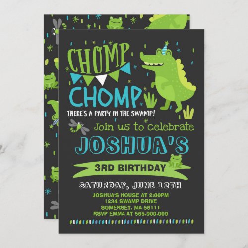 Alligator Birthday Invitation Crocodile Party