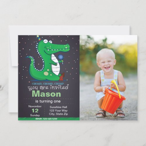 Alligator Birthday Invitation with photo