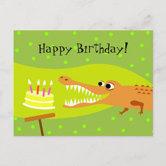 Alligator Birthday Postcard (Front)