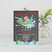 Alligator Birthday swimming Party Invitations (Standing Front)