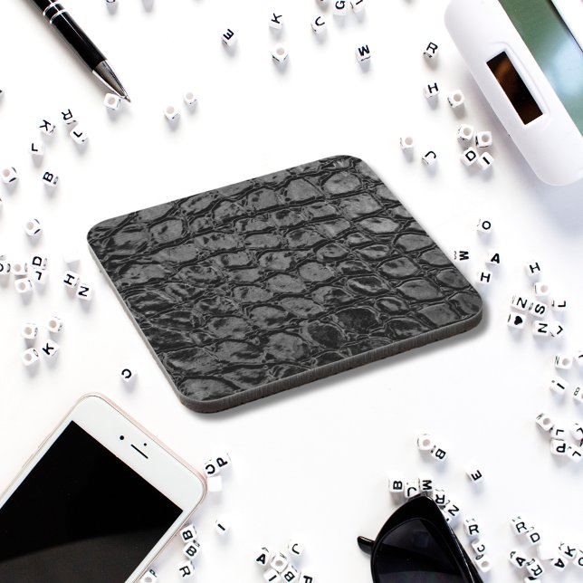 Alligator Black Faux Leather Beverage Coaster (Creator Uploaded)