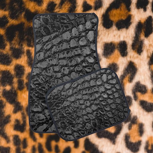 Alligator Black Faux Leather Car Mat