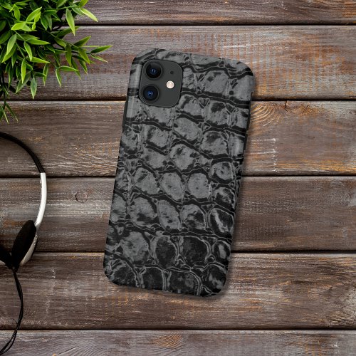 Alligator Black Faux Leather iPhone 11 Case