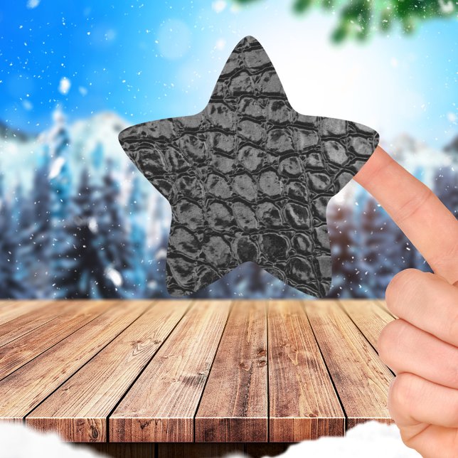 Alligator Black Faux Leather Star Sticker (Creator Uploaded)
