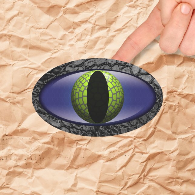 Alligator Black Green Faux Leather Eye Oval Sticker (Creator Uploaded)