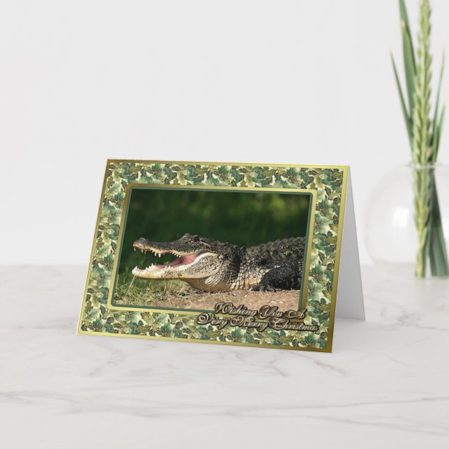 Alligator Blank Christmas Card (Front)