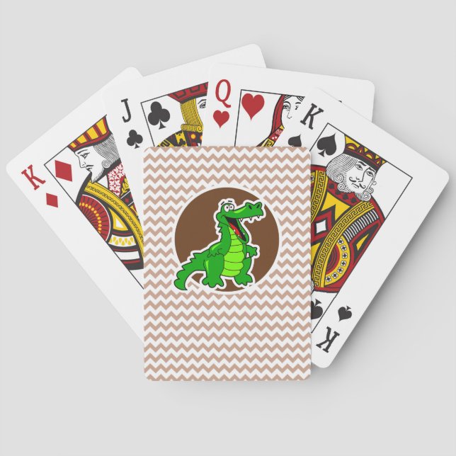Alligator; Brown Chevron Poker Cards (Back)
