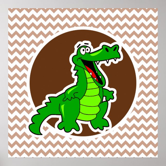 Alligator; Brown Chevron Poster (Front)