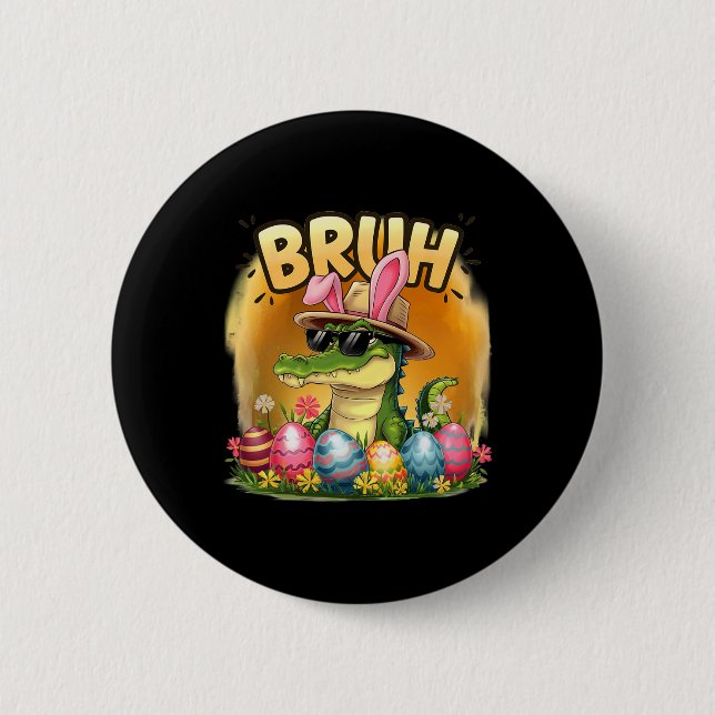 Alligator Bruh Easter Day Costume Teens Boys Kids  Button (Front)