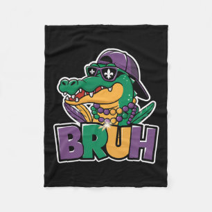 Alligator Bruh Mardi Gras Costume Carnival Teens  Fleece Blanket