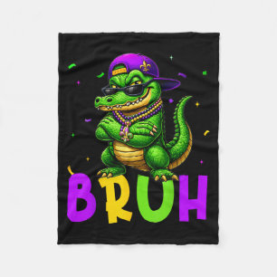 Alligator Bruh Mardi Gras Costume Men Women Kids Fleece Blanket