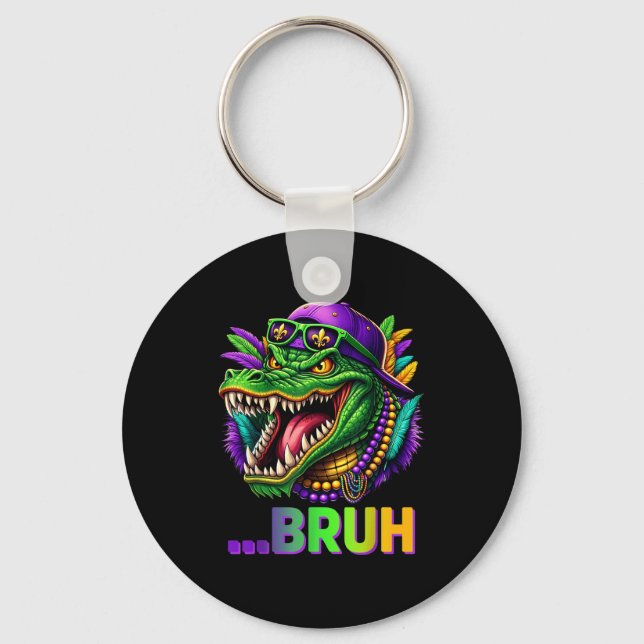 Alligator Bruh Mardi Gras Costume Men Women Kids  Keychain (Front)