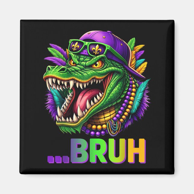 Alligator Bruh Mardi Gras Costume Men Women Kids _ Magnet (Front)