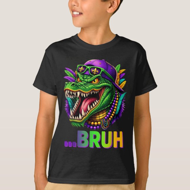 Alligator Bruh Mardi Gras Costume Men Women Kids  T-Shirt (Front)
