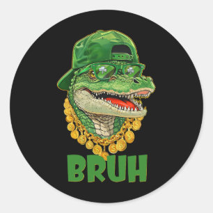 Alligator Bruh St Patricks Day Costume Teens Boys Classic Round Sticker