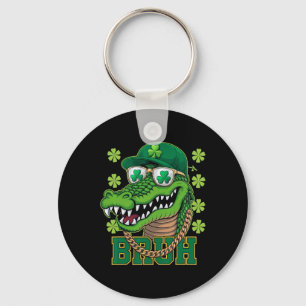 Alligator Bruh St Patricks Day Shamrock Irish Men Keychain