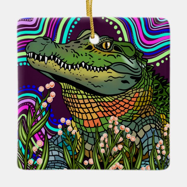 Alligator Ceramic Ornament (Front)