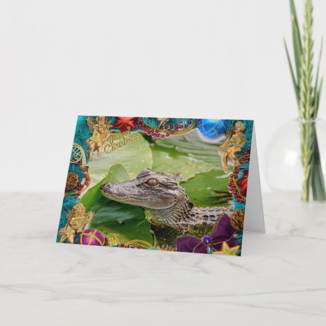 Alligator Christmas Card (Front)