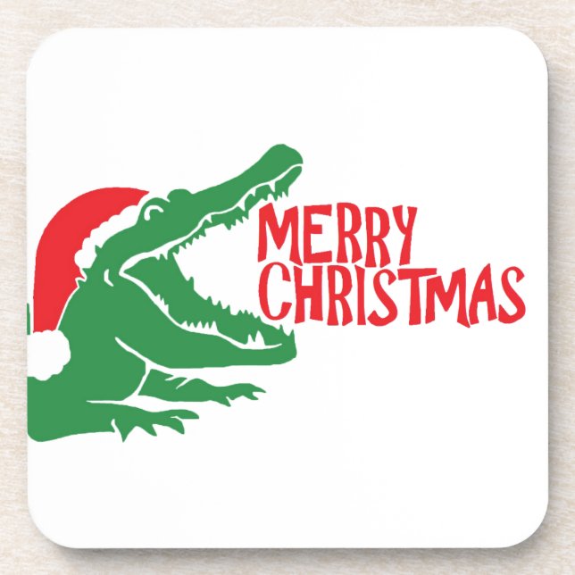 Alligator christmas cork coaster (Front)