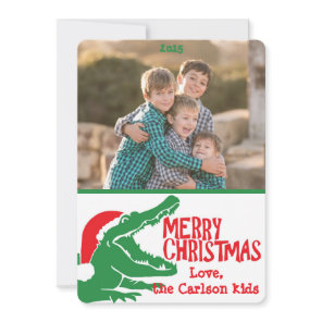 Alligator Christmas custom photo card