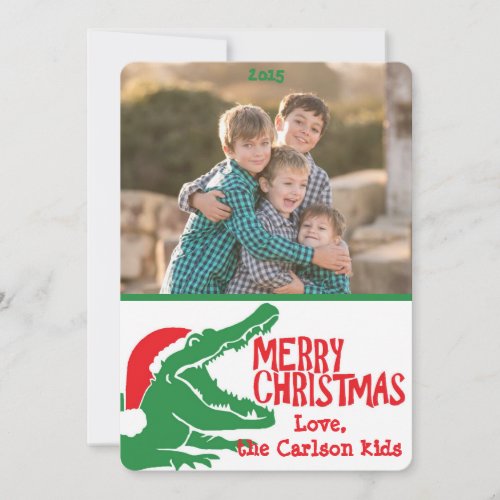 Alligator Christmas custom photo card