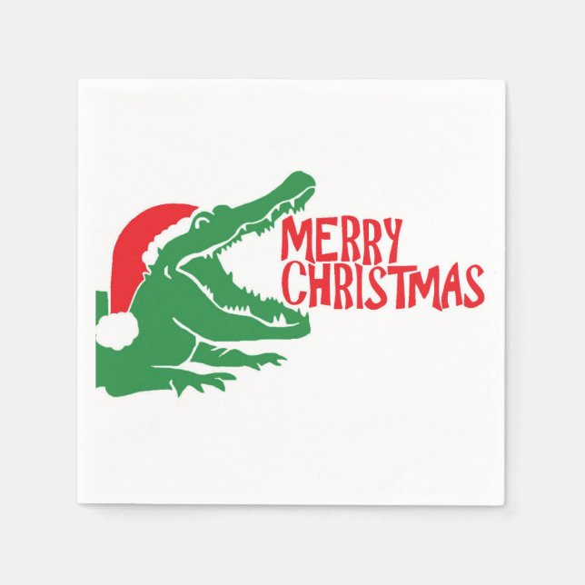 Alligator christmas paper napkins (Front)