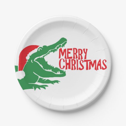 Alligator christmas paper plate
