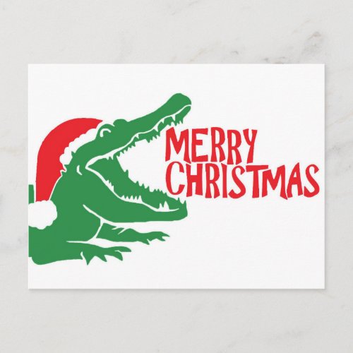 Alligator christmas postcard