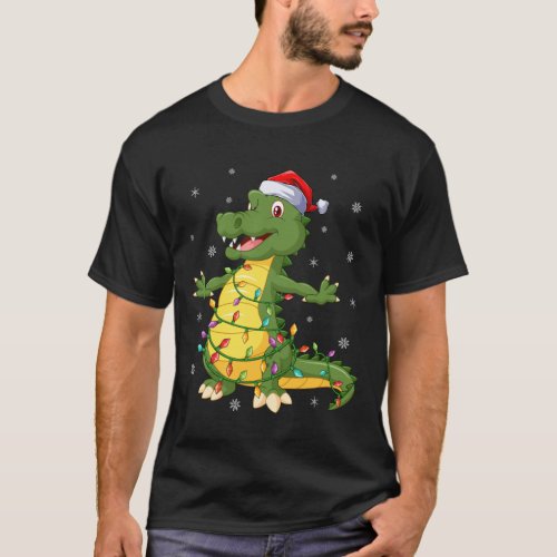 Alligator Christmas Santa Hat Lighting Classic T_S T_Shirt
