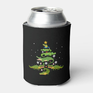 Alligator Christmas Tree Cute Xmas Lover Lights Can Cooler