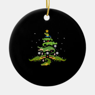 Alligator Christmas Tree Cute Xmas Lover Lights Ceramic Ornament