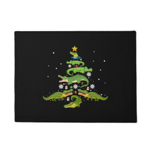 Alligator Christmas Tree Cute Xmas Lover Lights Doormat