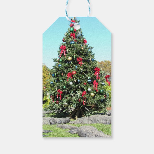 Alligator Christmas Tree Gift Tag (Back)