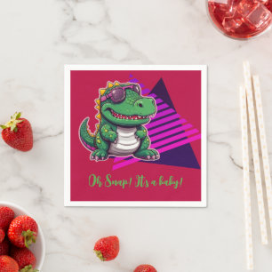 Alligator Cool Kawaii Retro Vibe Baby Shower Napkins