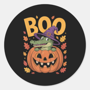 Alligator Costume On Pumpkin Halloween Alligator  Classic Round Sticker