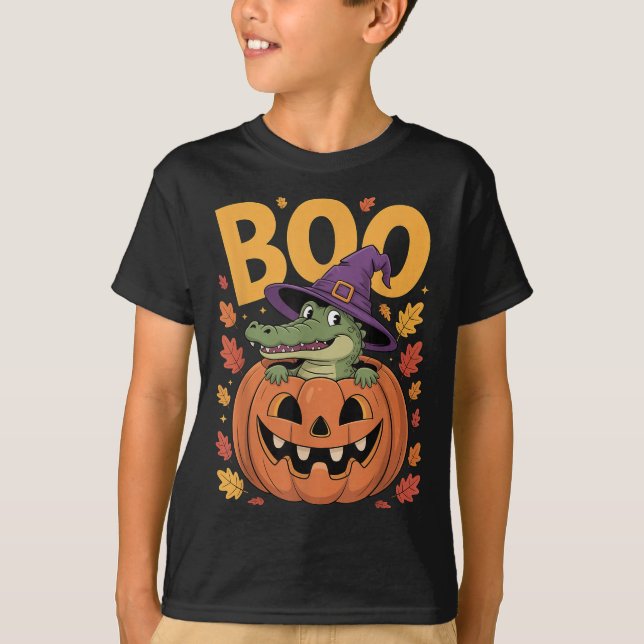 Alligator Costume On Pumpkin Halloween Alligator  T-Shirt (Front)