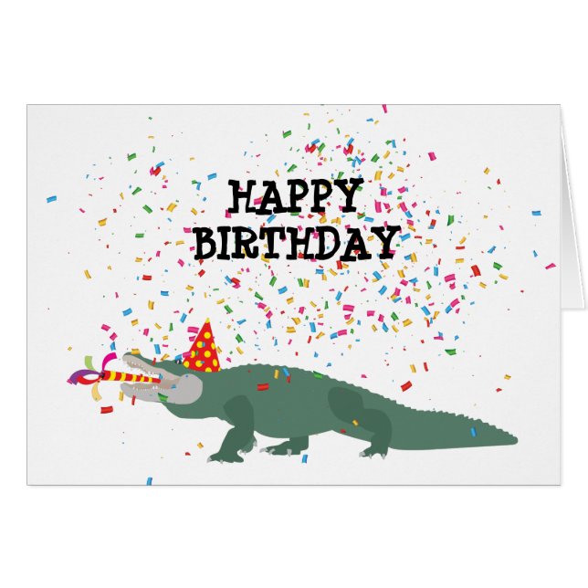Alligator Crocodile - Animals Birthday Card (Front Horizontal)