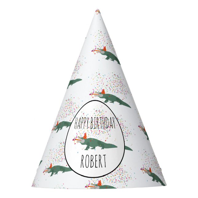 Alligator Crocodile - Animals Birthday Party Hat (Front)