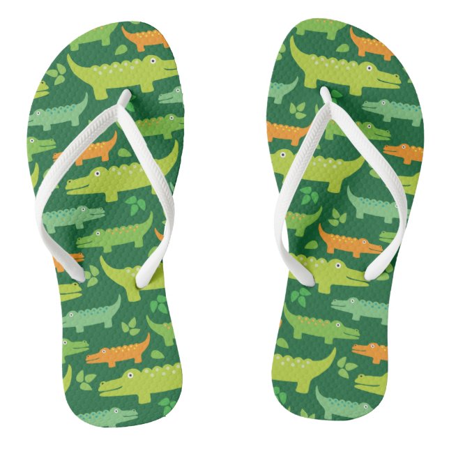Alligator Crocodile Animals Flip flops (Footbed)