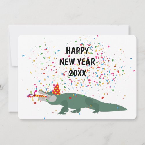 Alligator Crocodile _ Animals Happy New Year Holiday Card